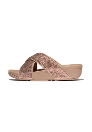 LULU CRINKLED-SHIMMER CROSS SLIDES - Muiltjes - metallic classic beige