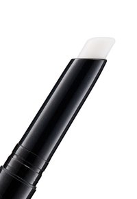 Schwarzer Make-up-Stick mit glänzender Oberfläche und silbernen Sprenkeln, ausgestattet mit einer glatten weißen Spitze. Das Design ist schlank und zylindrisch.