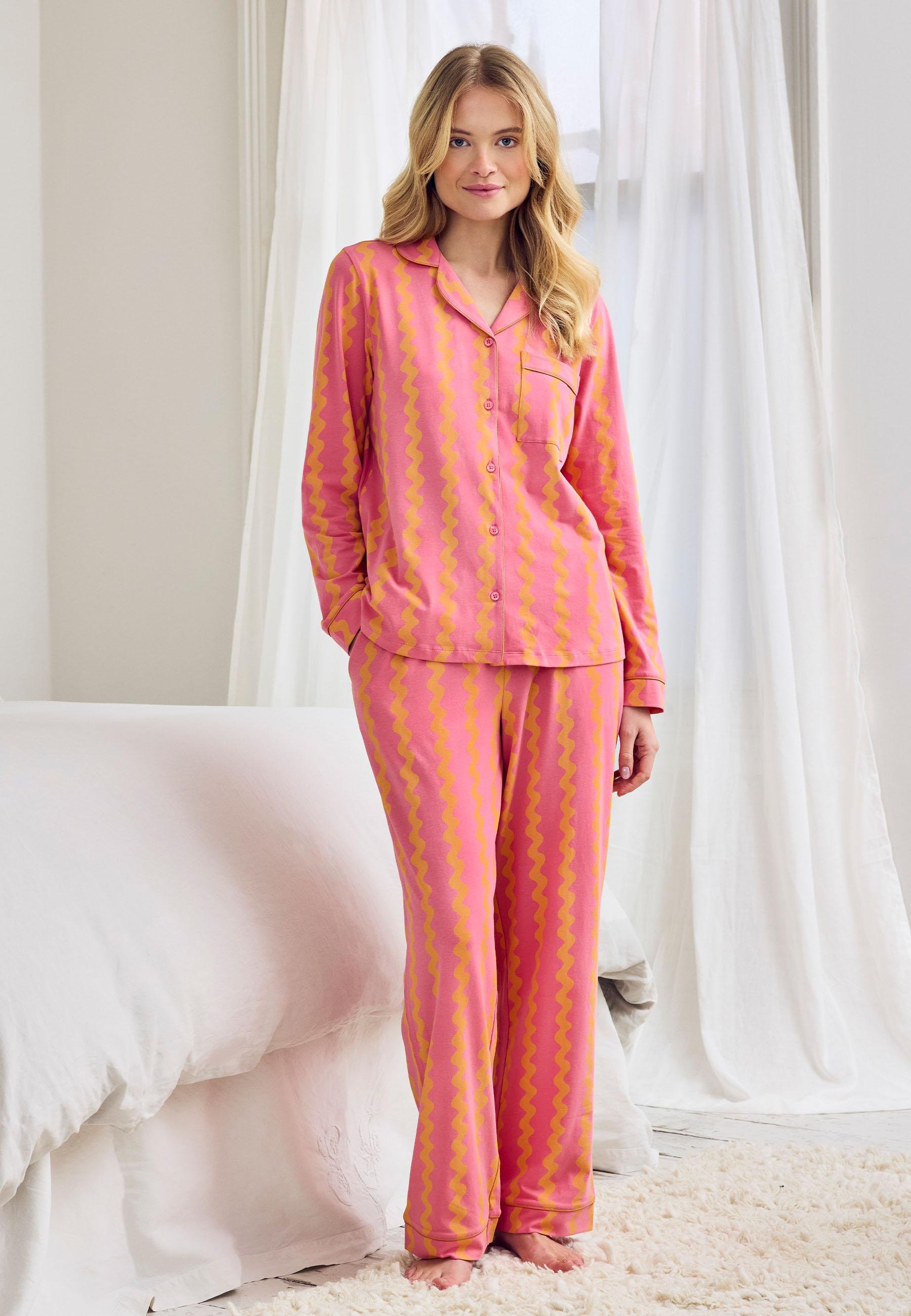 Chelsea Peers SUNSET WAVY STRIPE SET - Conjunto de pijama - pink