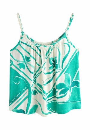 REGULAR FIT  - Topp - teal ecru floral print