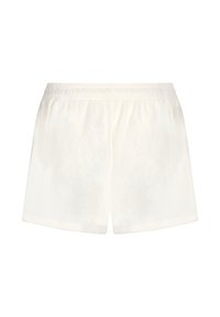 Witte katoenen shorts met een zachte textuur, elastische tailleband en een recht gesneden ontwerp. Geen zichtbare patronen of versieringen.