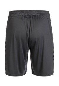 Svarta träningsshorts med elastisk midja, med sidopaneler och en lätt texturerad yta. Design med medellång längd upp till låret.