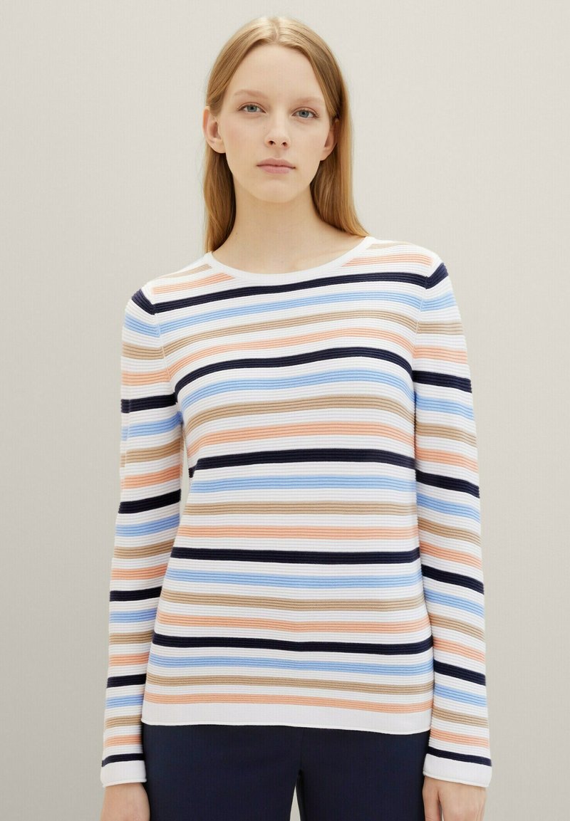 TOM TAILOR NEW OTTOMAN - Maglione - peach blue ottoman stripe