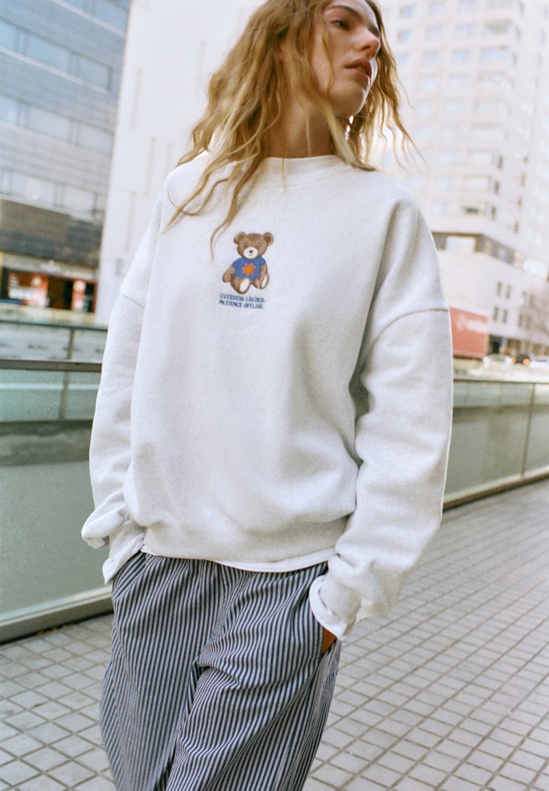 Sweat Henley Beige Pull&Bear – Femme Taille 8 – 1/2 Zip Et Manches Raglan
