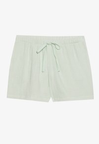 Lys grønne, teksturerte shorts laget av pustende materiale med elastisk livlinn og frontsnøring for justerbar passform.