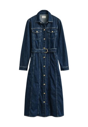 GANT, BELTED DENIM MIDI DRESS - Denimkjoler - dark blue