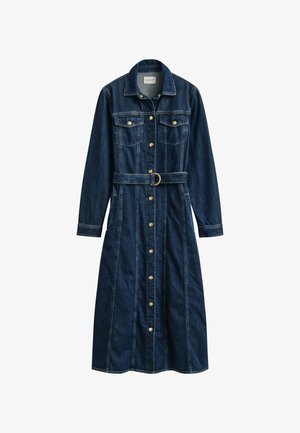 GANT, BELTED DENIM MIDI DRESS - Vestito di jeans - dark blue