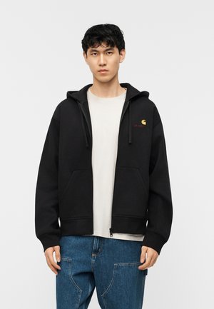 HOODED AMERICAN SCRIPT - Športna jopa s kapuco na zadrgo - black