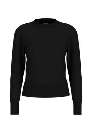 Maglione nero a pullover realizzato in morbido materiale a maglia. Presenta un colletto rotondo, maniche lunghe e polsini e orlo a costine. Design semplice.
