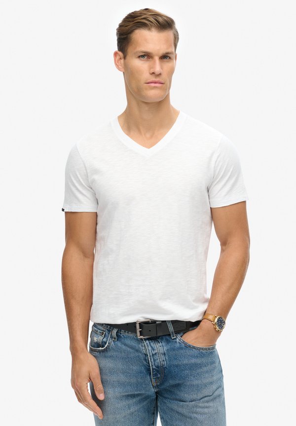 V-NECK SLUB SHORT SLEEVE - T-Shirt basic - optic