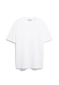 Weißes kurzärmliges T-Shirt aus weichem Baumwollstoff, mit rundem Ausschnitt und einem dezenten Logo-Detail auf der Vorderseite.