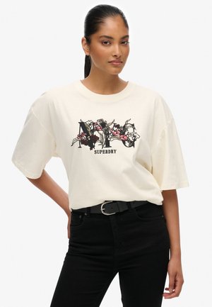 NIGHT GARDEN OVERSIZED - T-shirt con stampa - desert bone off white