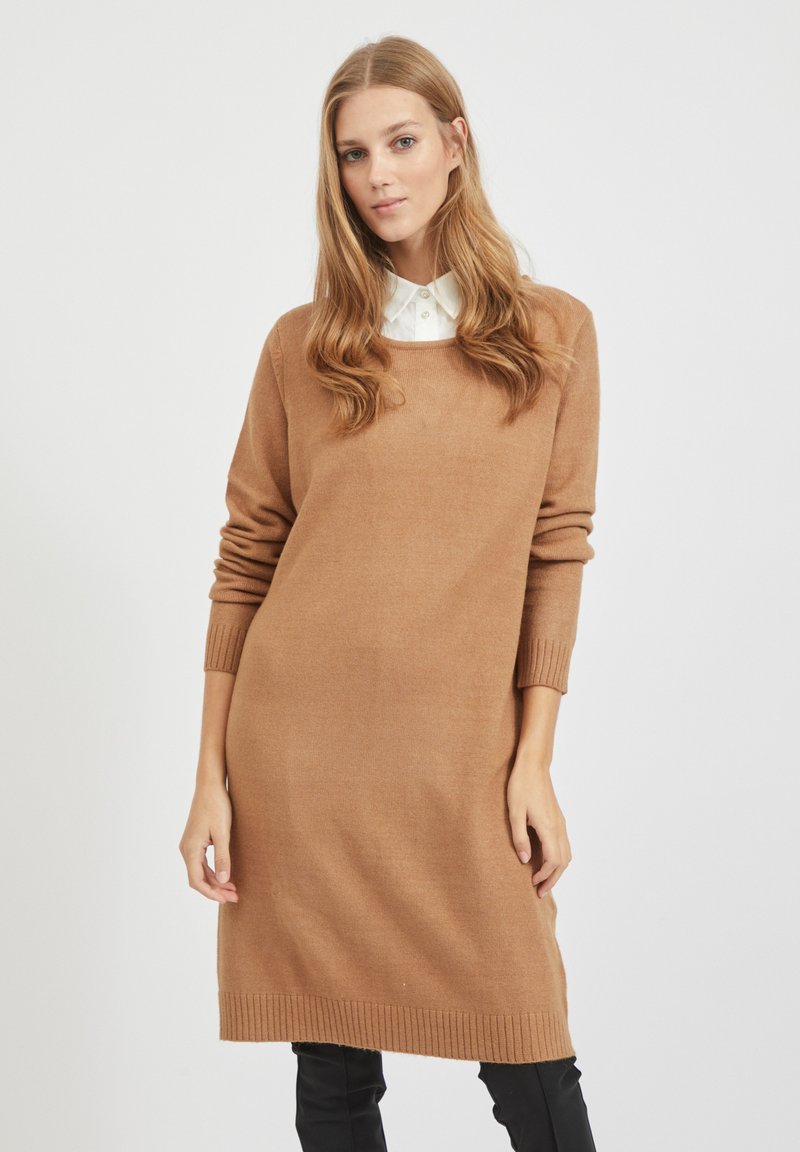 VILA VIRIL DRESS - Vestido de malha - tigers eye