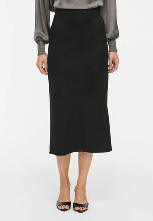 VILA, MIDI SKIRT VINANCY HIGH WAIST - Jupe crayon - black