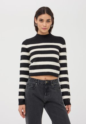 Terranova CROP A RIGHE - Maglione - nero