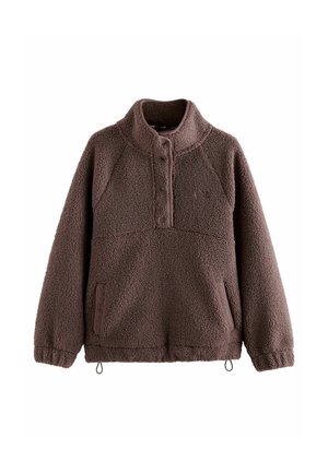 REGULAR FIT - BORG POPPER NECK  - Flísová bunda - brown