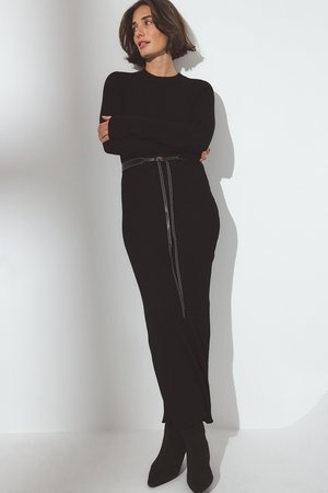 Stickad klänning - black