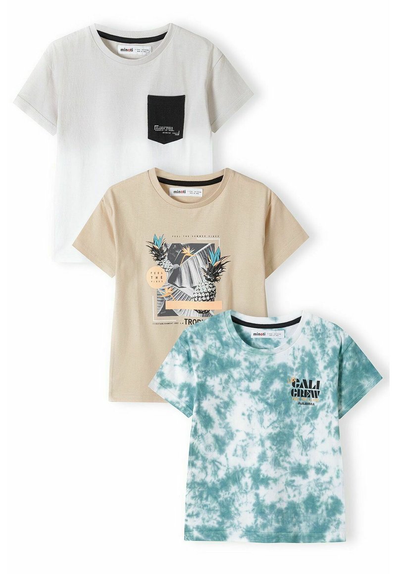 MINOTI SHORT SLEEVE 3 PACK - Pamata T-krekls - stone white green