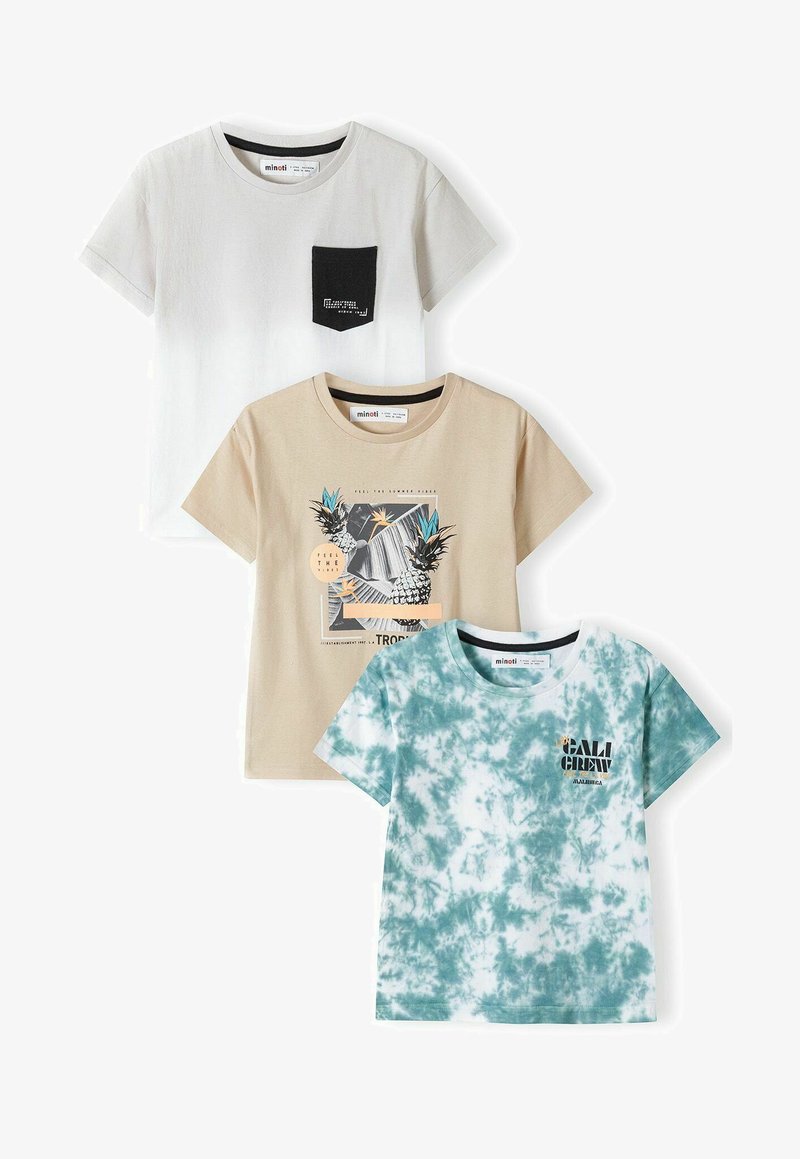 MINOTI SHORT SLEEVE 3 PACK - Pamata T-krekls - stone white green