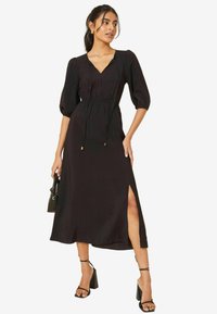 Friends Like These REGULAR FIT V-NECK PUFF SLEEVE SHIRRED WAIST - Denné šaty - black