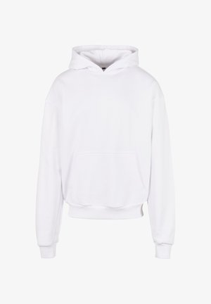 Witte hoodie met een voorzak, lange mouwen, ribgebreide manchetten en zoom, gemaakt van zachte stof met een ontspannen pasvorm.