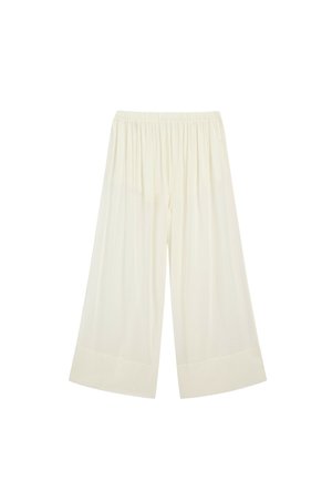 Massimo Dutti, SEMI-SHEER FLOWING WIDE-LEG PANTS - Stoffhose - white