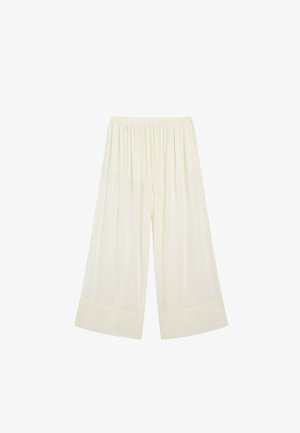 Massimo Dutti, SEMI-SHEER FLOWING WIDE-LEG PANTS - Pantalon classique - white