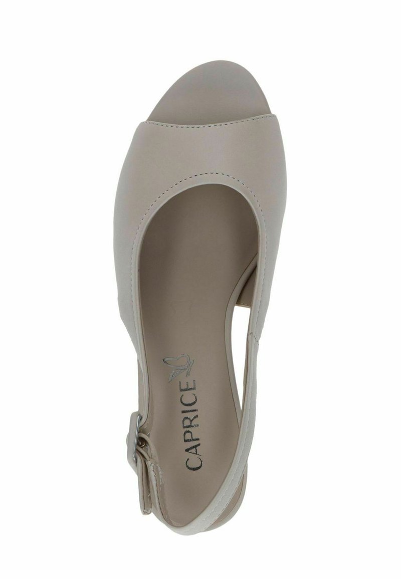 MissHeel Dames riempjessandalen peeptoe hoge hakken plateau blokhak, beige, 40 EU
