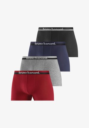 Set di boxer in cotone per uomo, disponibile nei colori rosso, grigio, blu navy e nero. Morbido tessuto in misto cotone con vita elasticizzata che presenta il logo "bruno banani".