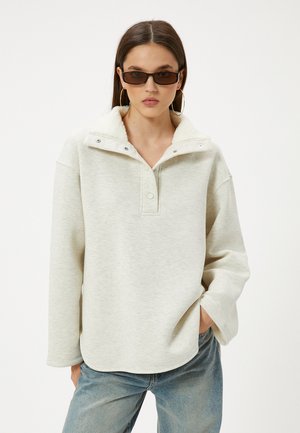 SHEARLING DETAIL OVERSIZE SWEATSHIRT. - Sweater - grey