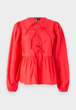Pieces, PCJOLLY O-NECK TIE - Blouse - poppy red