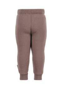 Fleece joggebukser i afdæmpet mauve med elastisk talje og ribstrikkede manchetter. Blød tekstur med minimale syningsdetaljer bagpå.