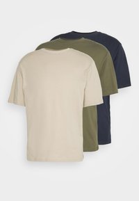 UNISEX 3 PACK - Basic T-shirt - olive, beige, dark blue