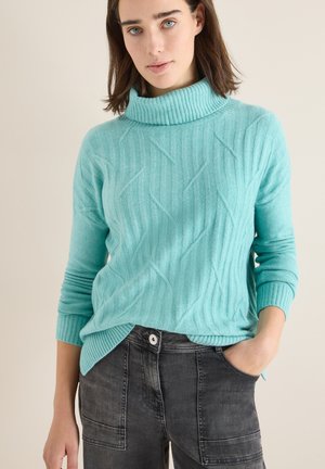 STRUKTUR ROLLKRAGEN - Pullover - blau