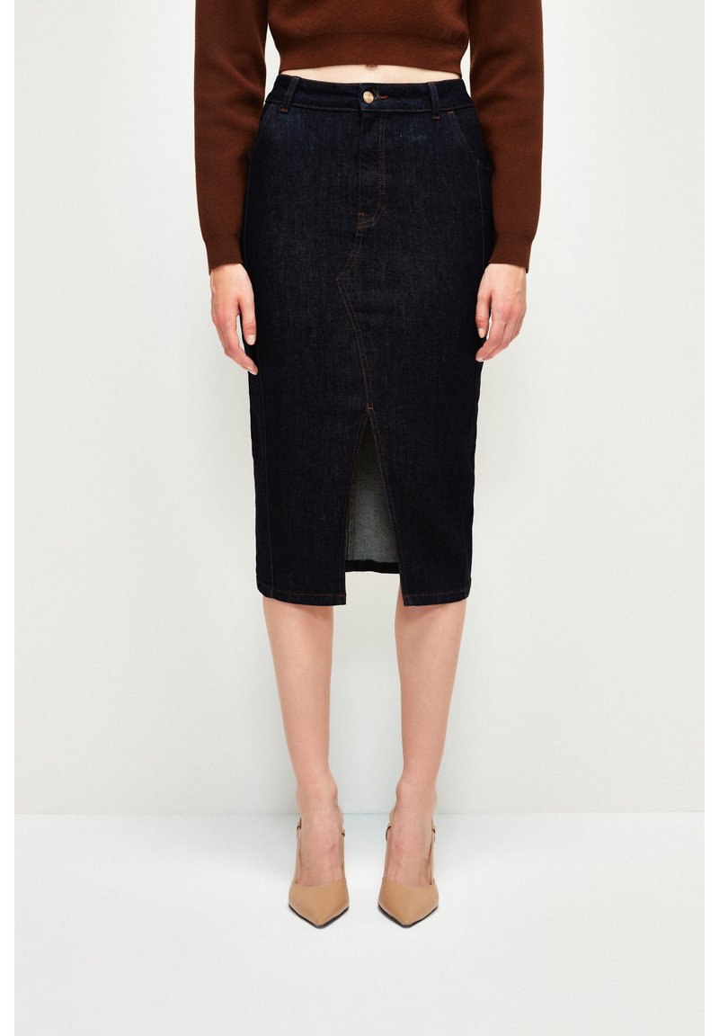 Vero Moda VMNATALIE MIDI NOOS - Jupe crayon - light blue denim/denim