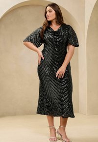 Lipsy PLUS SIZE  SEQUIN FLORAL COWL  - Proginė apranga - black