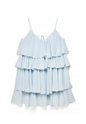 NA-KD, RUFFLE PLISSE STRAP MINI DRESS - Robe de jour - blue