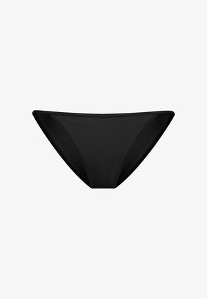 Bragas de bikini negras con un corte clásico de altura baja, hechas de una tela suave y elástica. Presentan costuras mínimas y una silueta limpia.