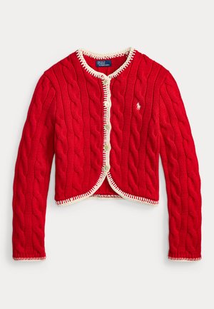 CABLE-KNIT CROPPED CARDIGAN - Kardigán - cruise red