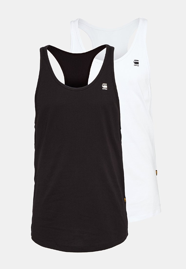 Zwart-witte tanktops van katoen. Met een ronde halslijn, racerback ontwerp en een klein logo-accent op de voorkant.
