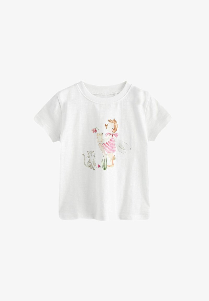 Next SHORT SLEEVE REGULAR FIT - Nyomott mintás póló - white pretty fairy