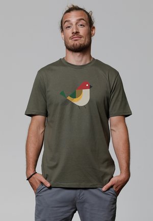 watapparel VOGEL - T-shirt print - khaki