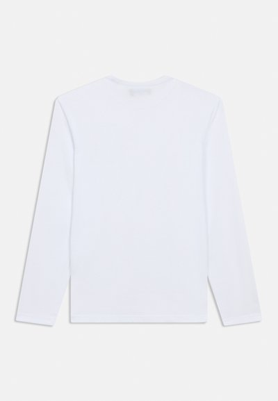 Πουκάμισο με μακριά μανίκια από λευκό βαμβάκι, με στρογγυλή λαιμόκοψη και απλό σχέδιο. Λεία υφή με ίσια κοπή και χωρίς επιπλέον διακοσμητικά στοιχεία.