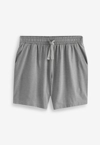 Grå shorts i mjukt tyg, med elastisk midja och dragsko, två sidofickor och en avslappnad passform.