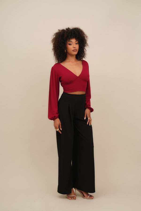 CRISSY BACKLESS - Long sleeved top - wine