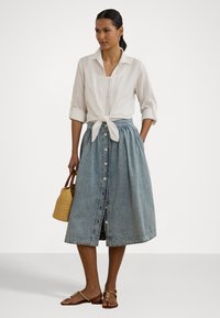 Lauren Ralph Lauren Petite 2X1 DENIM SKIRT - Suknja od trapera - alicia wash