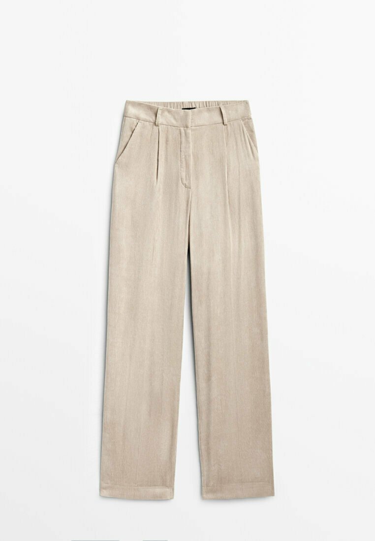 Massimo Dutti FLIESSENDE CORD IM DAD-FIT - Pantaloni - beige - Zalando.it