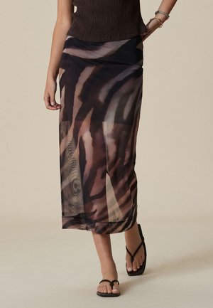 REGULAR FIT - MIDI - sukňa v tvare A - zebra