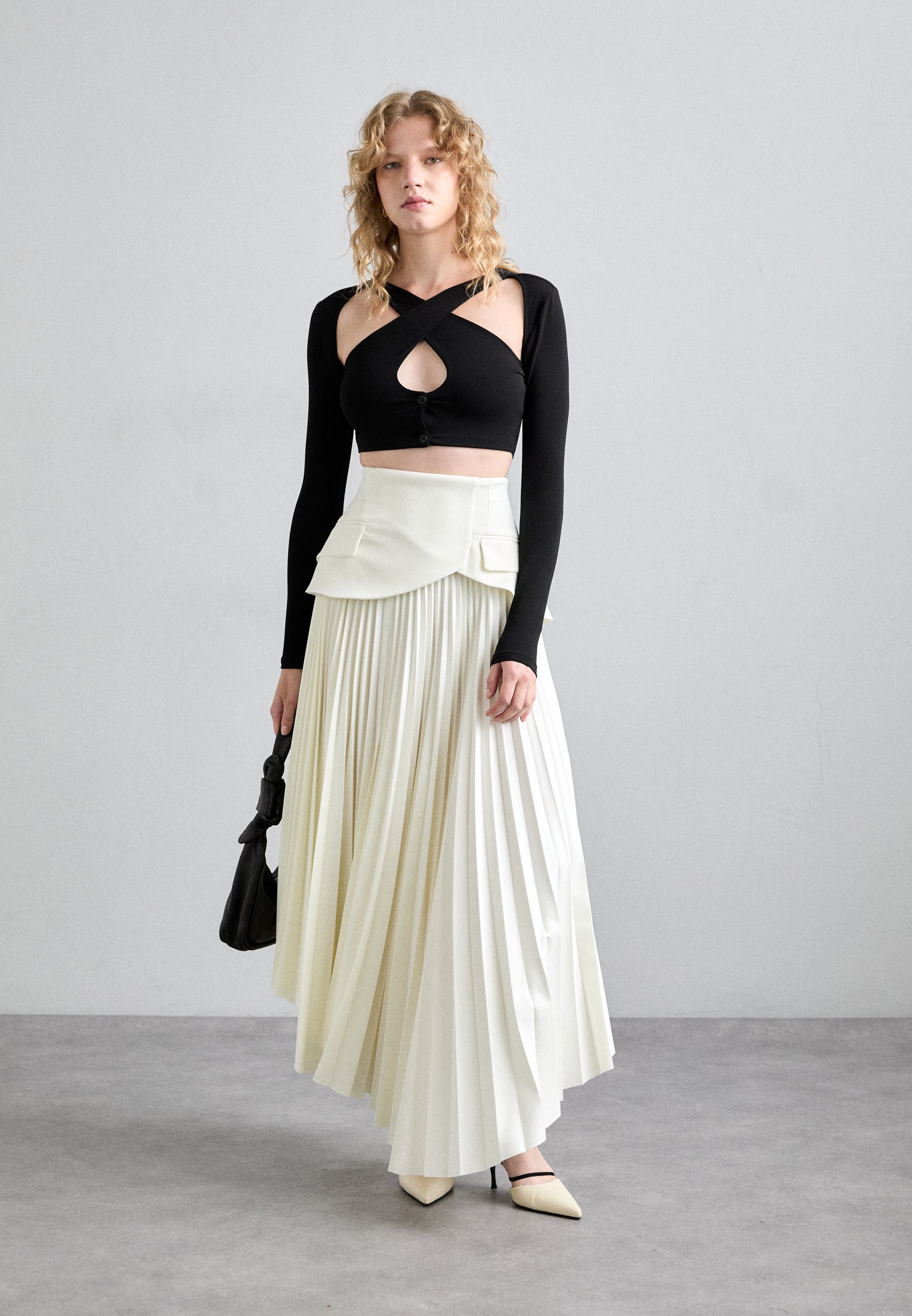A.W.A.K.E. MODE ASYMMETRIC SKIRT WITH BASQUE DETAIL - A-line