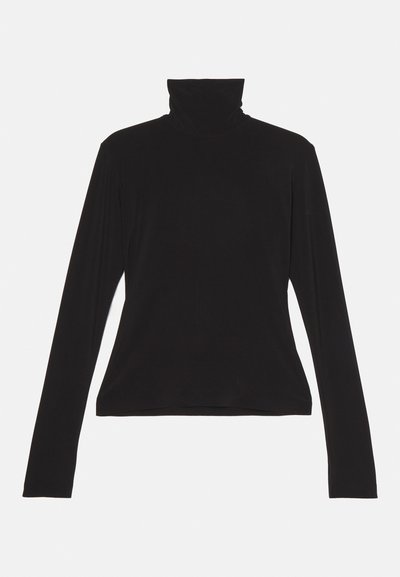 Norma Kamali SLIM FIT LONG SLEEVE TURTLE - Maglietta a manica lunga - black